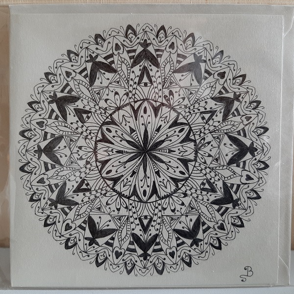 Wenskaart met handgetekende mandala HMBB002