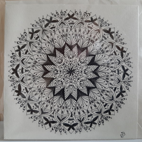 Wenskaart met handgetekende mandala HMBB001